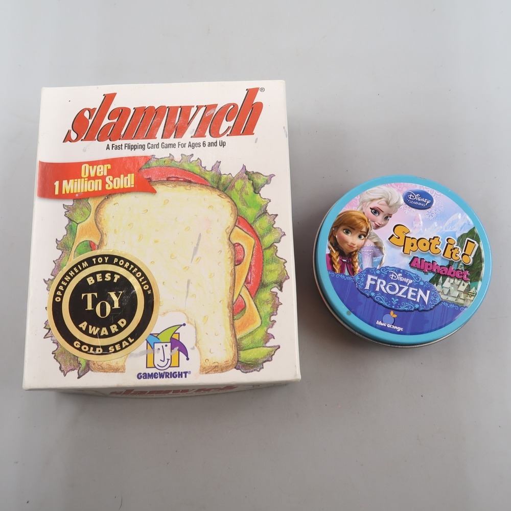 Spot It Disney Frozen Family Spot & Slamwich Card Game Lot of 2 Complete